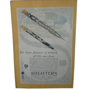 Vintage 1929 Sheaffer’s Pen Sheer Pleasure in Writing Ad Advertisement
